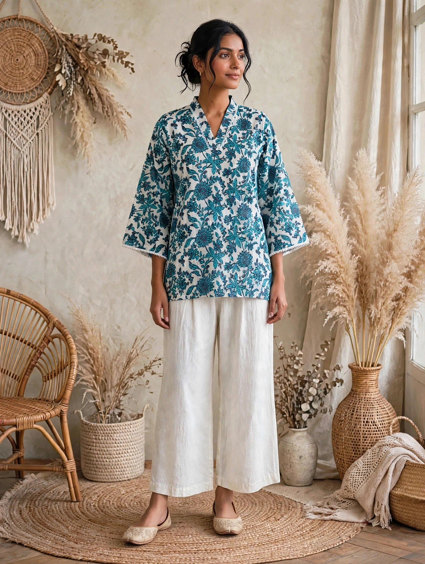 Neel kamal Bell sleeves short kurti.