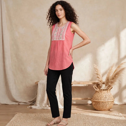 Peach Yoke Short Top