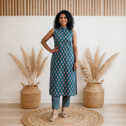 Neelamani - A line collar Kurti set