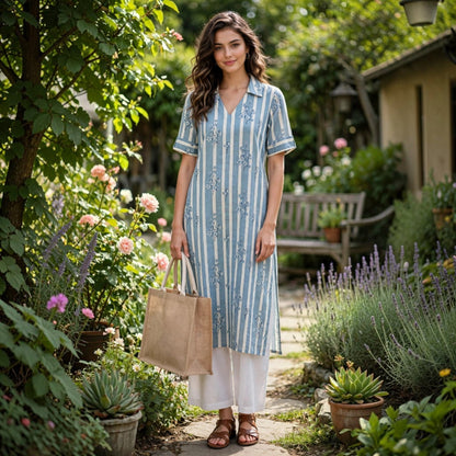 Mist stripe collared kurti