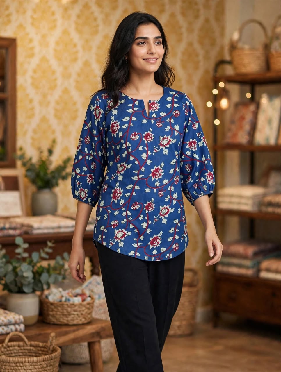 Royal Blue Floral Top