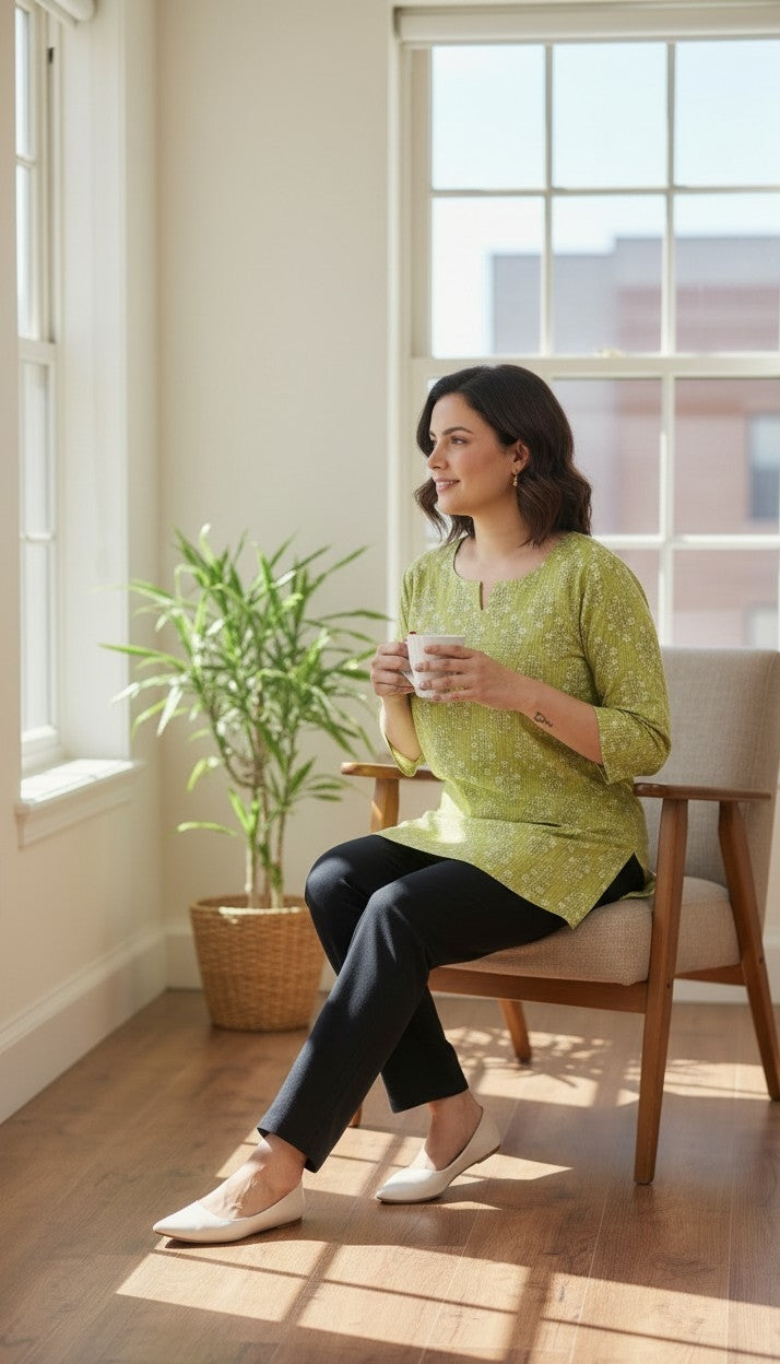Green Serenity - short sleeves kurti