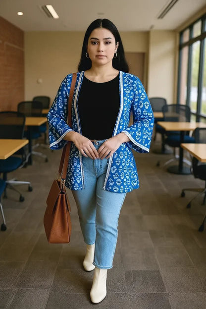 Floral indigo jacket