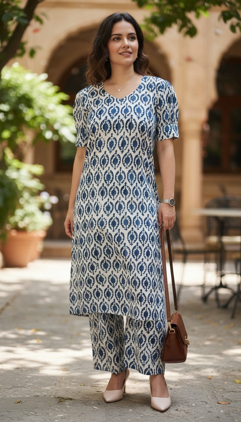 Indigo Bloom- Kurta Set