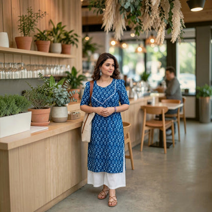 Puff Sleeve Indigo Kurti.
