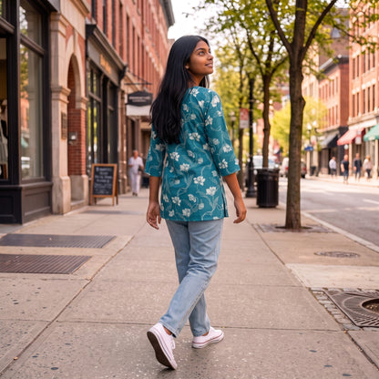 Teal Blue short kurti