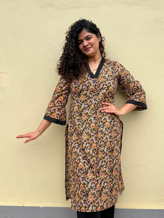 Kalamkari Bell Sleeves Kurti