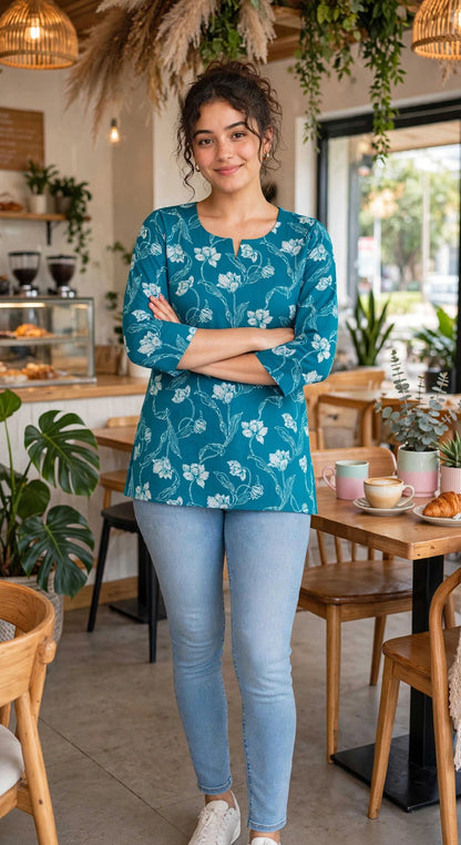 Teal Blue short kurti
